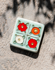 Hand-Painted Four Flowers Tile