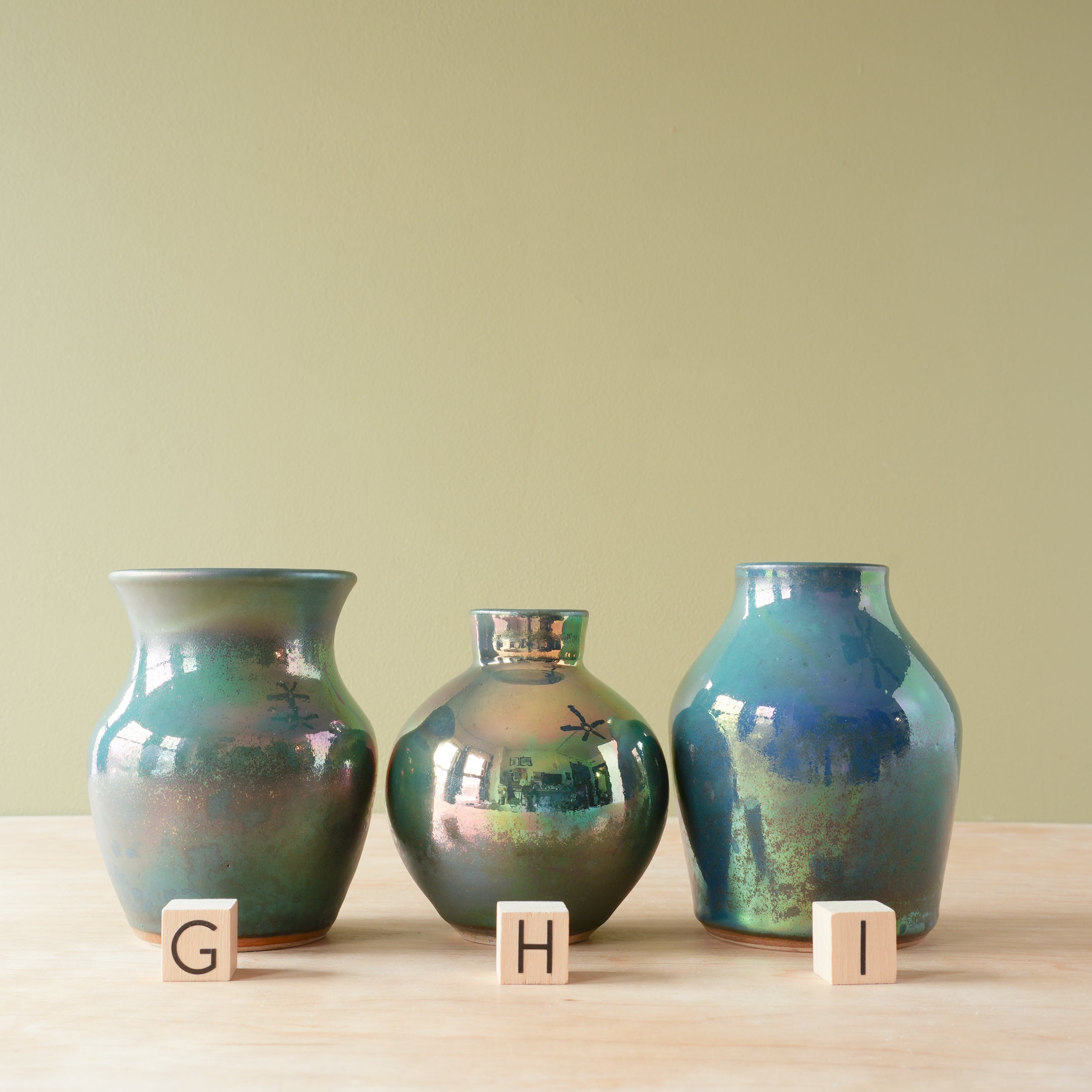 Petite Vases | Matte Green Iridescent