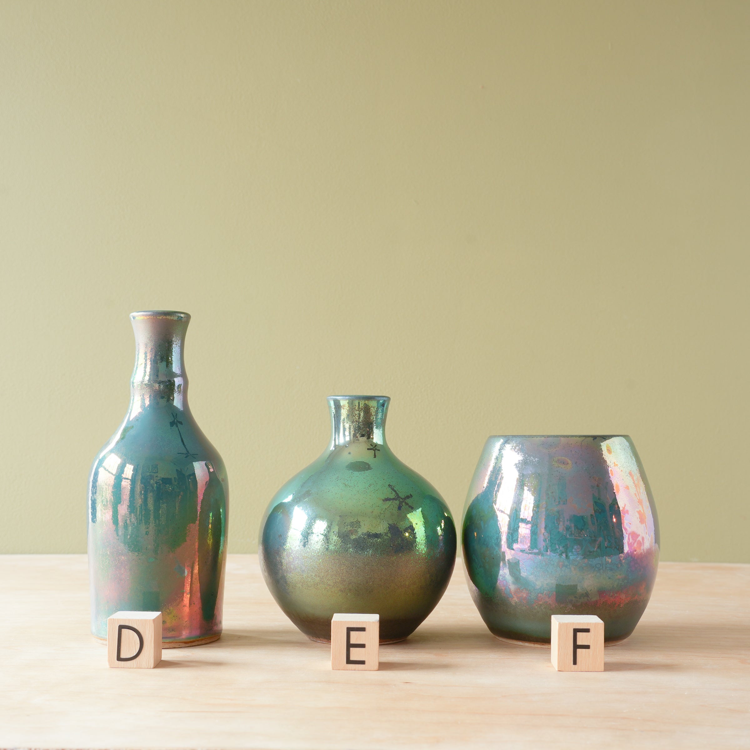 Petite Vases | Matte Green Iridescent