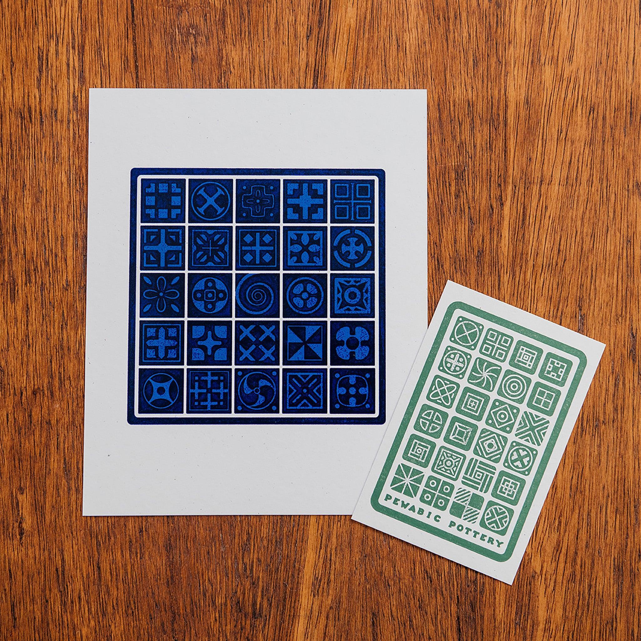 Geo Tiles Letterpress Postcard | Signal Return
