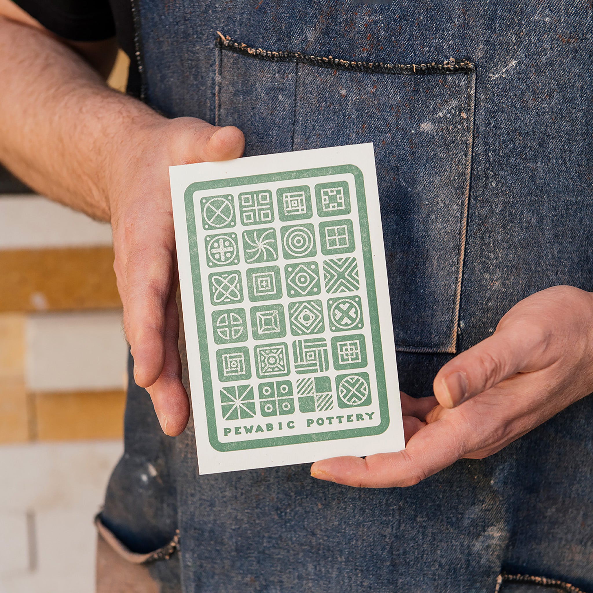 Geo Tiles Letterpress Postcard | Signal Return