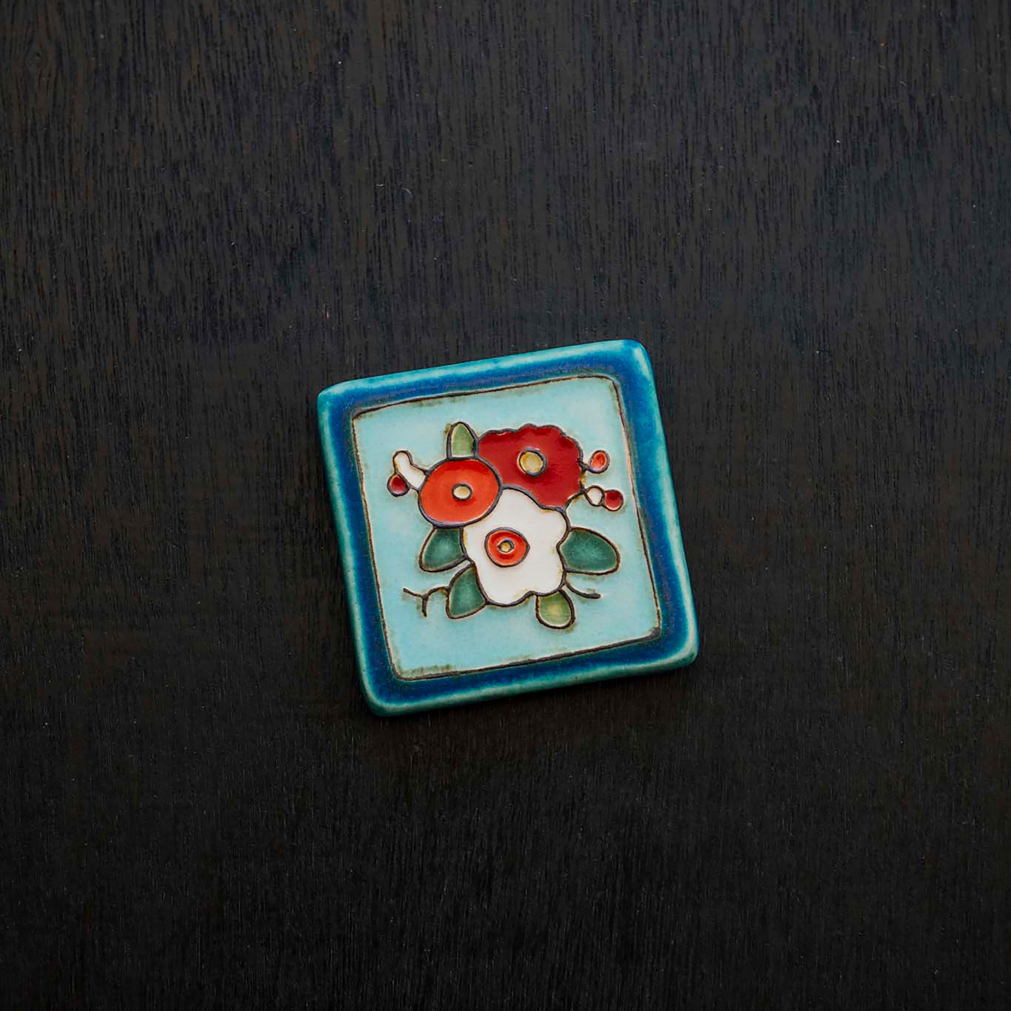 Hand-Painted Three Flowers Tile