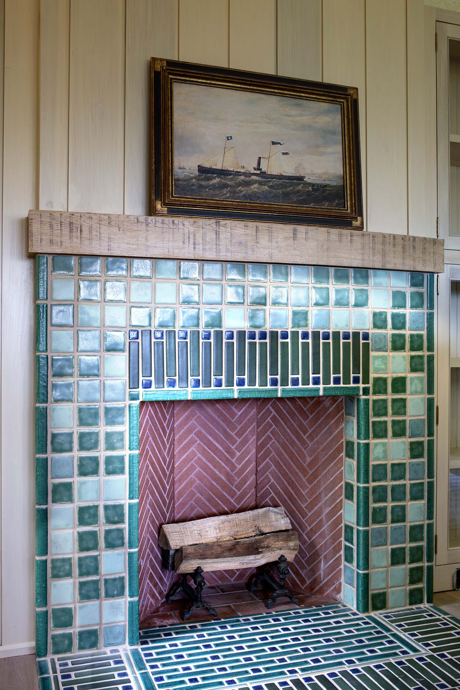 Seafoam + Mist Fireplace