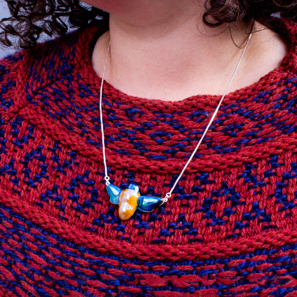Historic Bee Necklace | Hand-Painted Iridescent