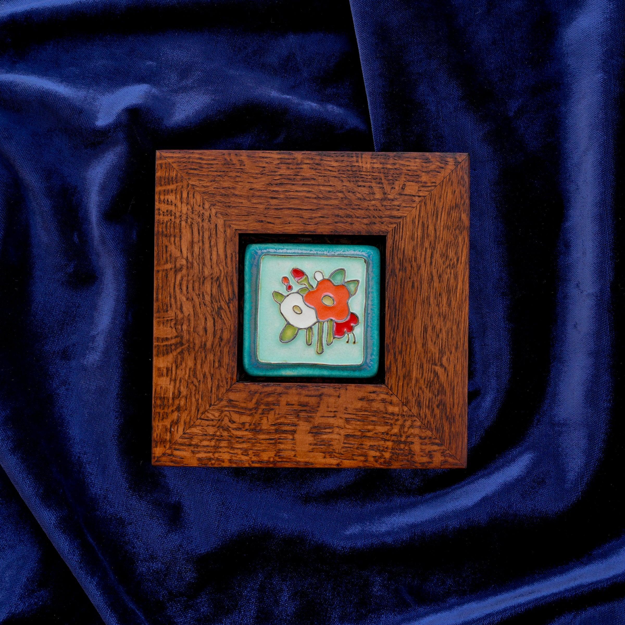 Framed Hand-Painted Bouquet Tile