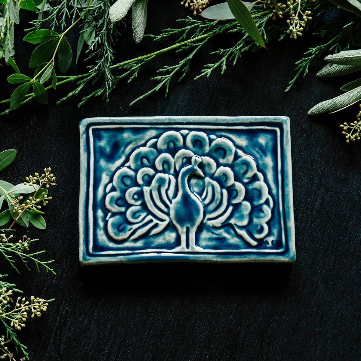 5x7 Historic Peacock Tile