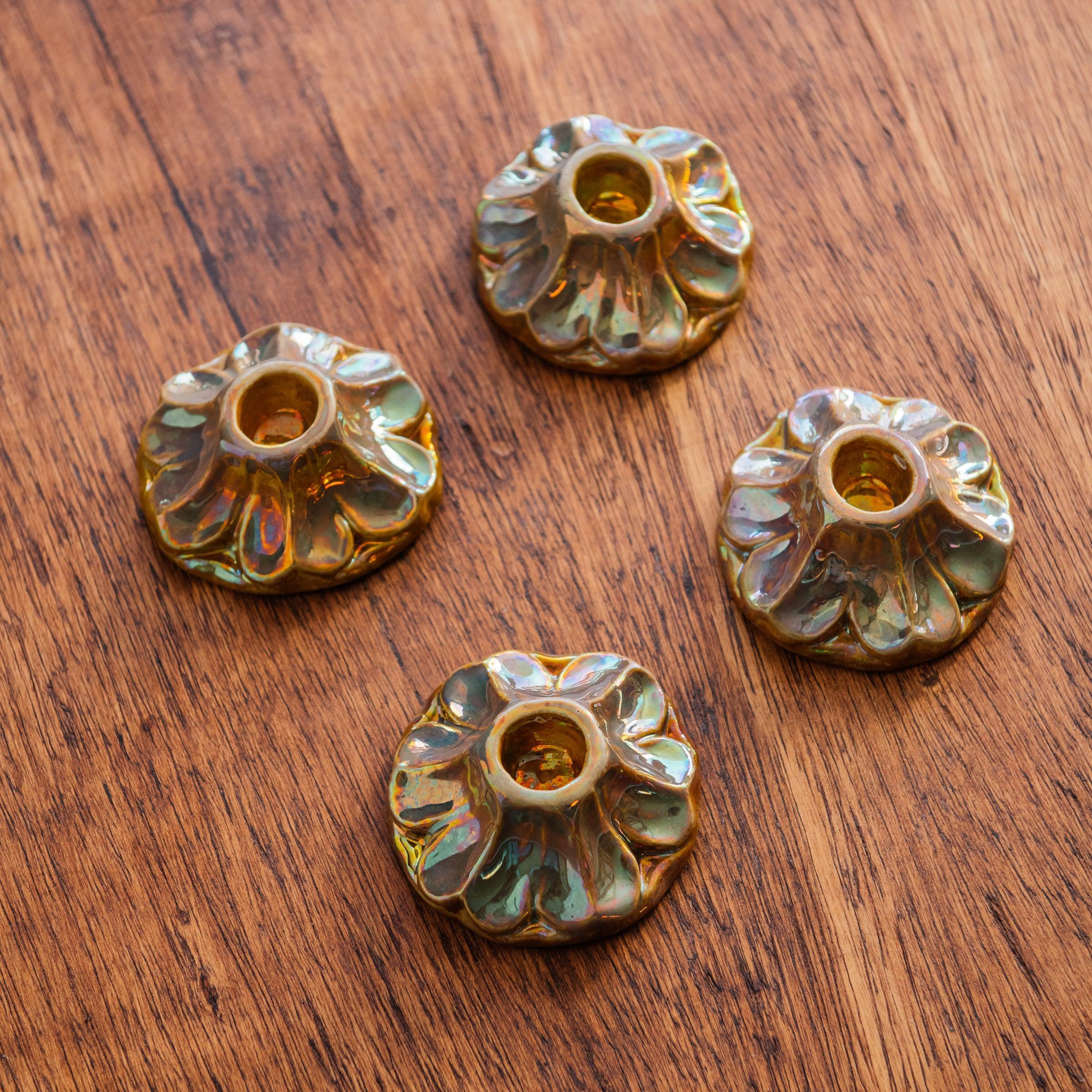 Scalloped Candle Holder | Iridescent