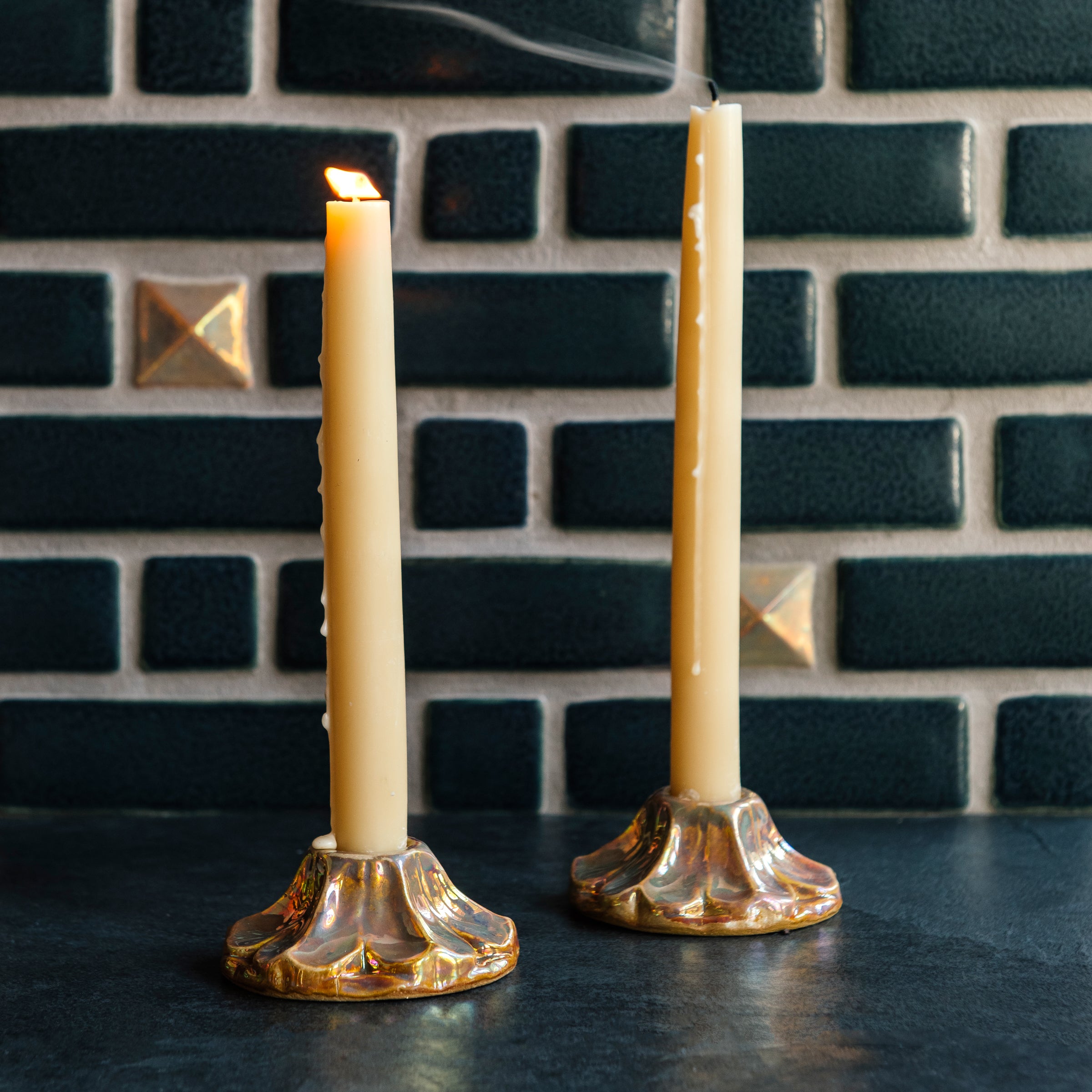 Scalloped Candle Holder | Iridescent