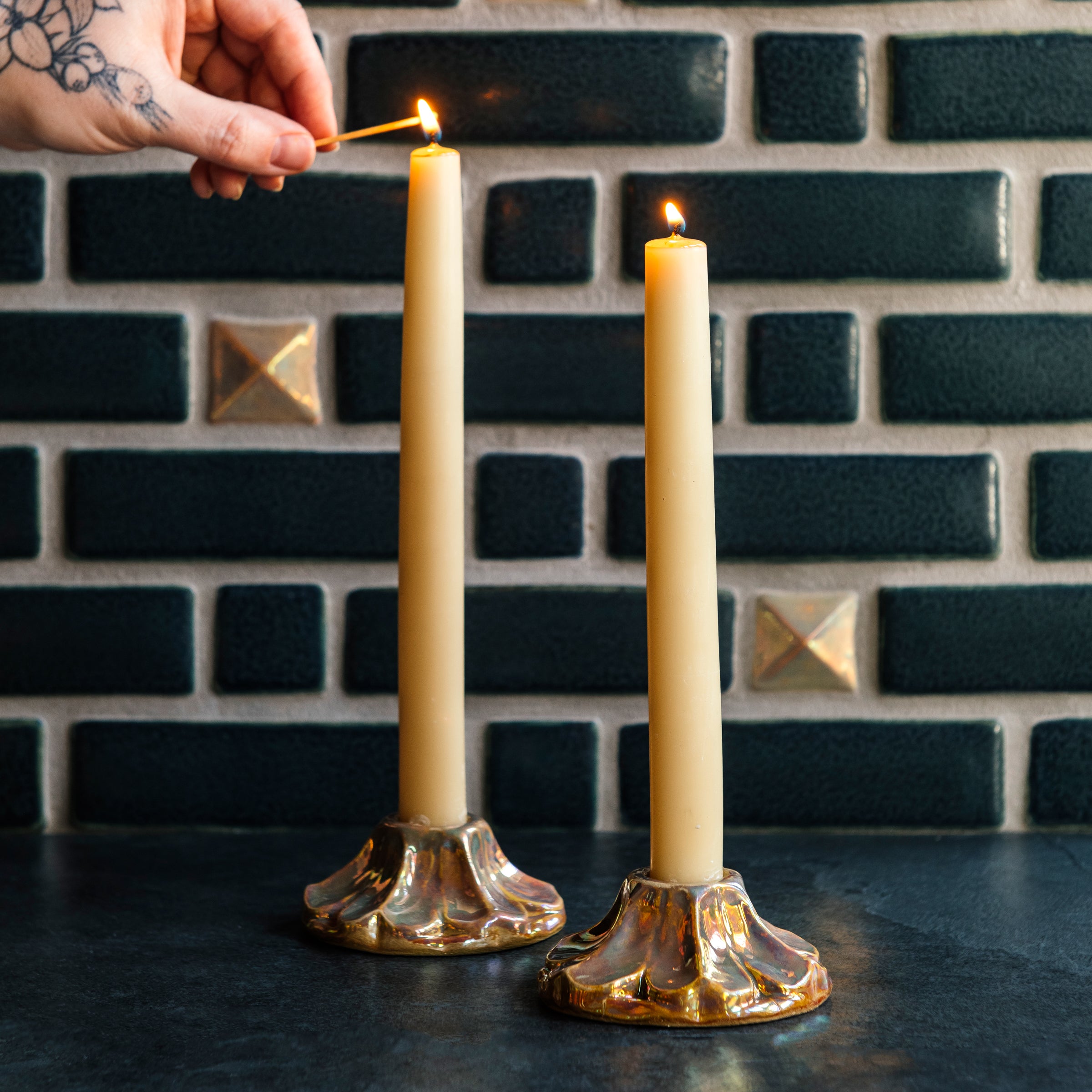 Scalloped Candle Holder | Iridescent