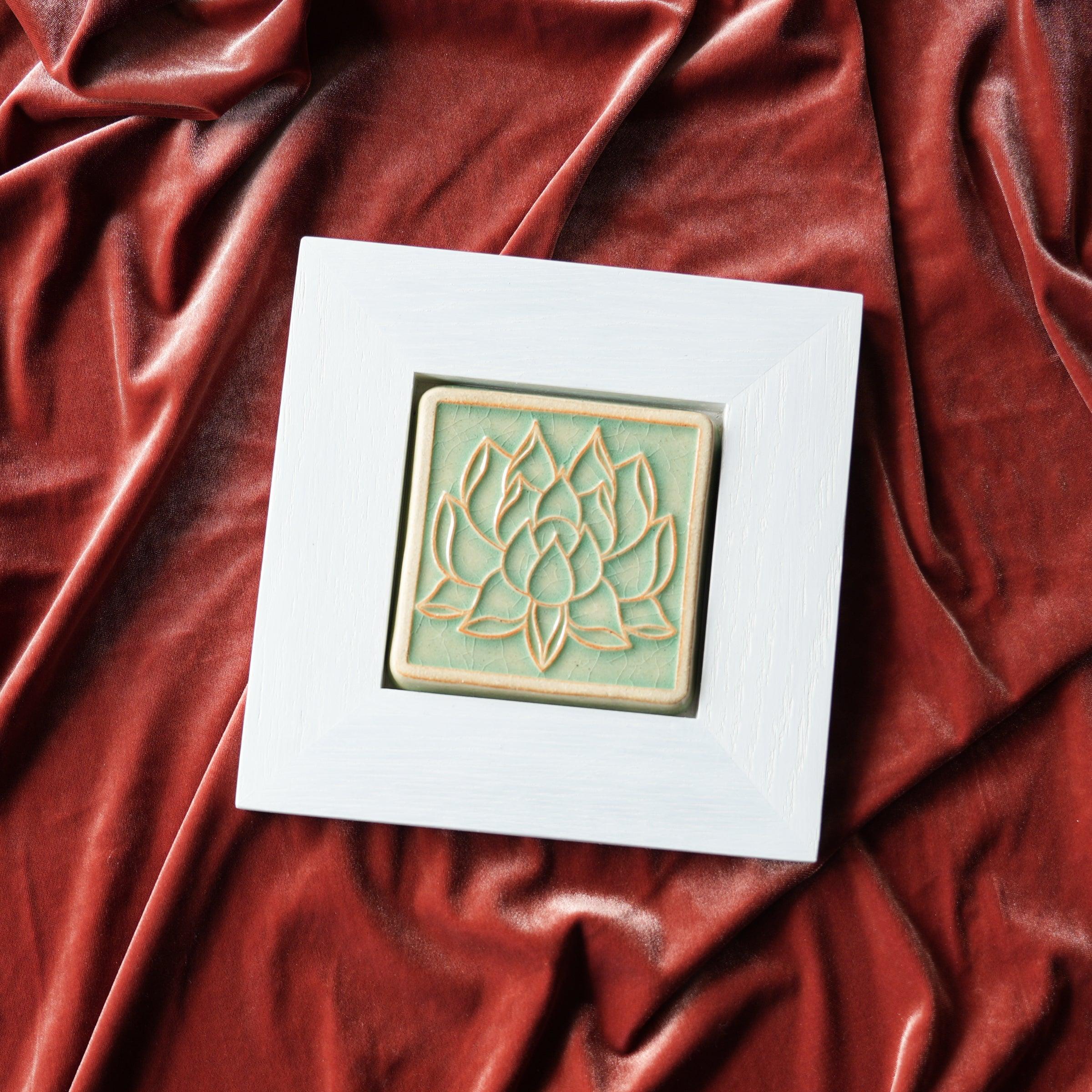 Framed Lotus Tile | Celadon