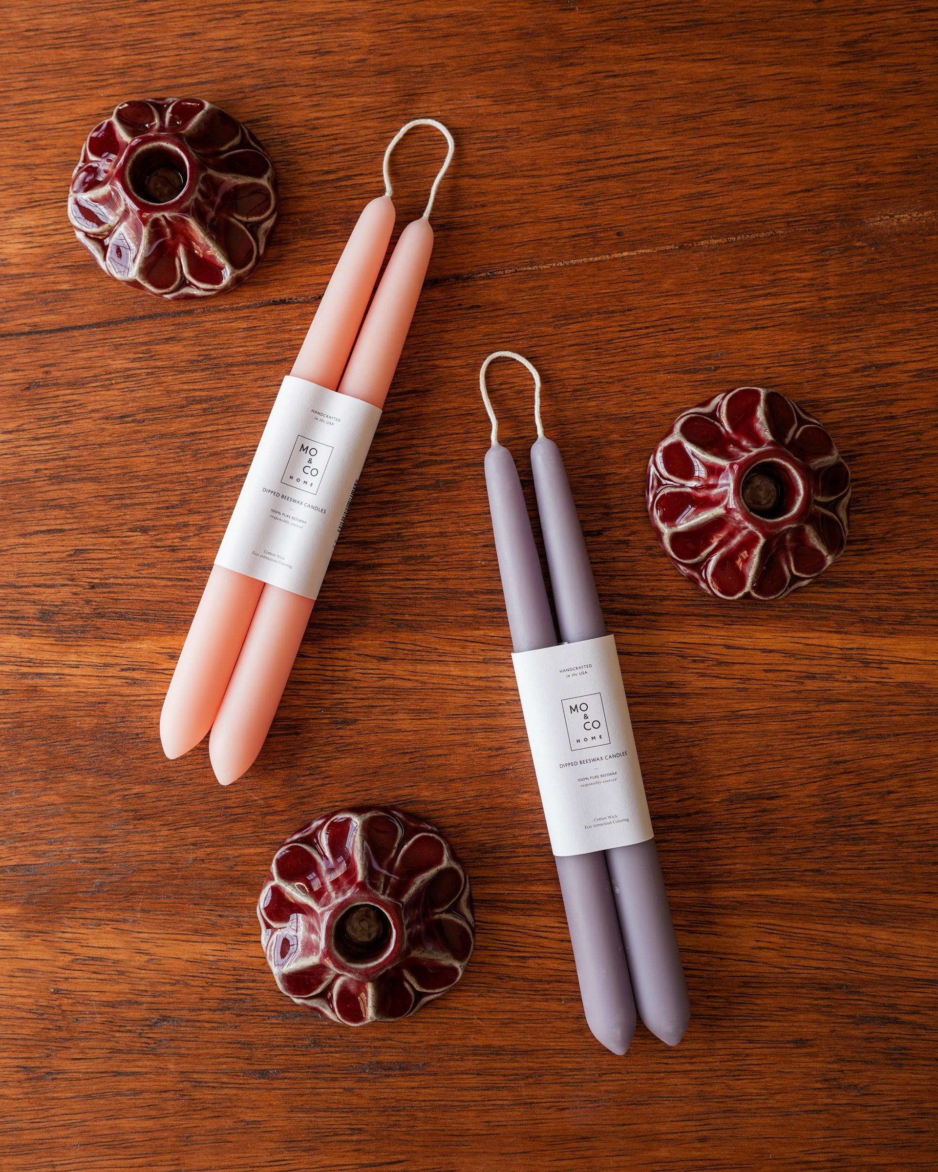 Mo&Co Home | 10" Beeswax Taper Candle Pair
