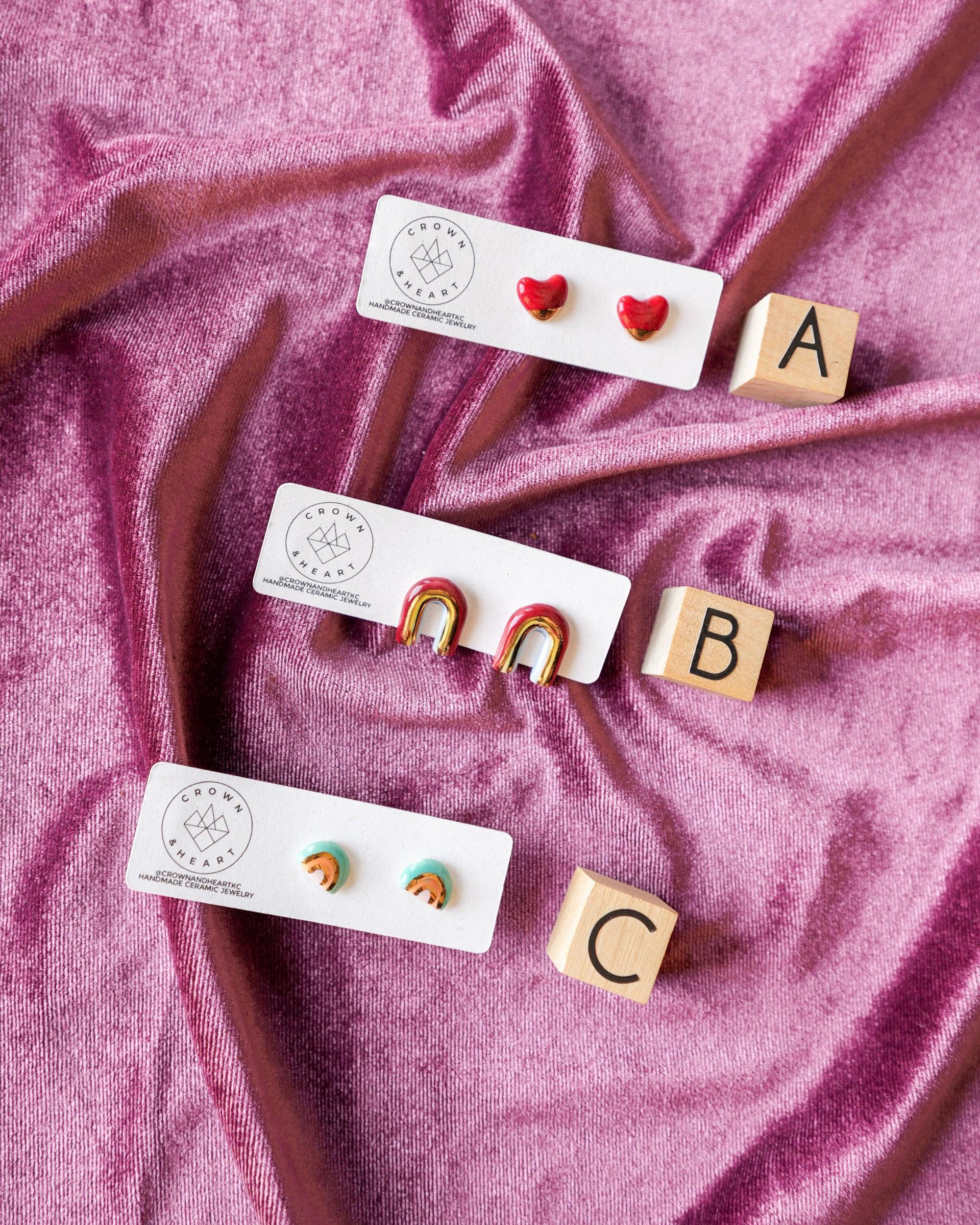 Crown & Heart | Stud Earring Collection