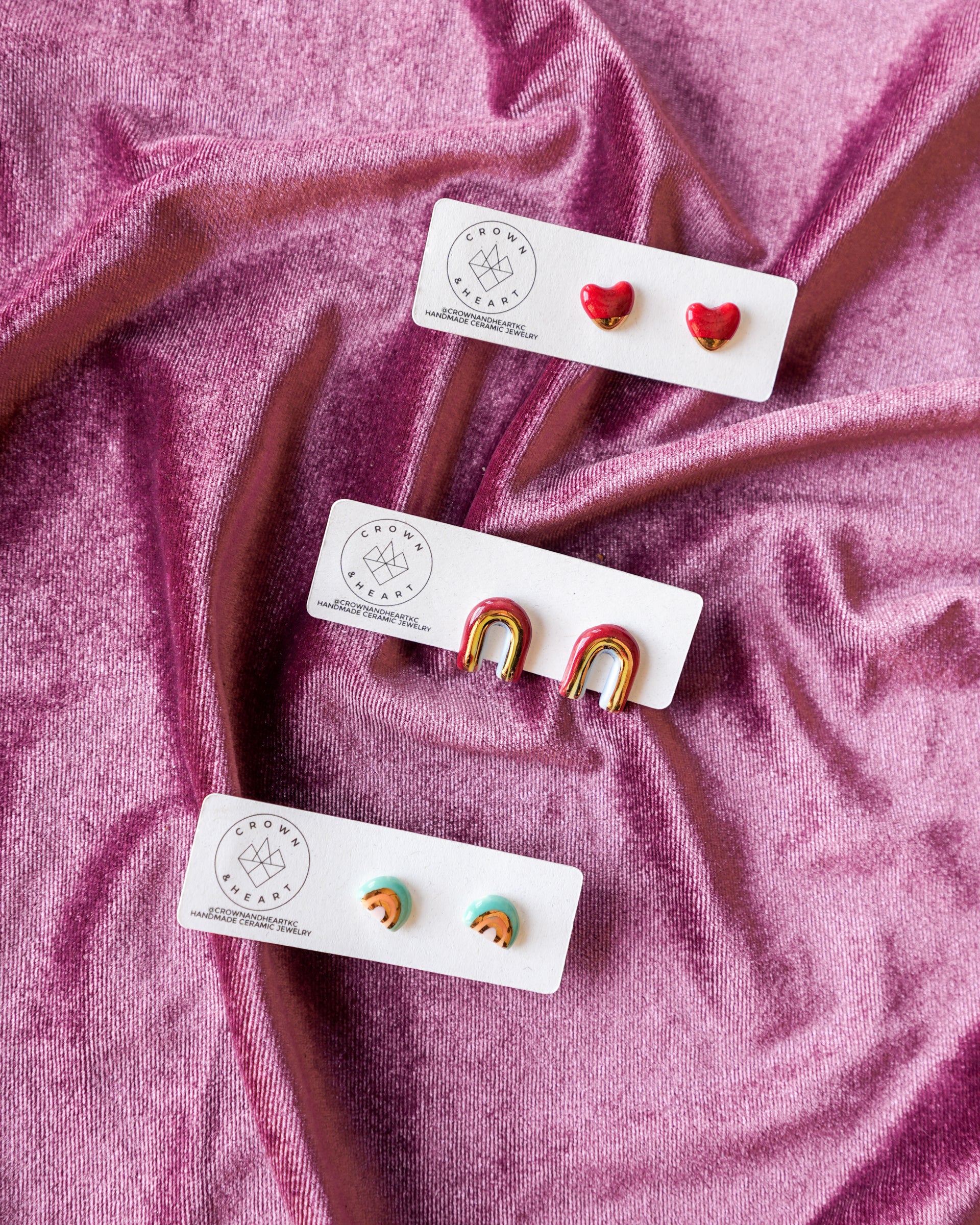 Crown & Heart | Stud Earring Collection