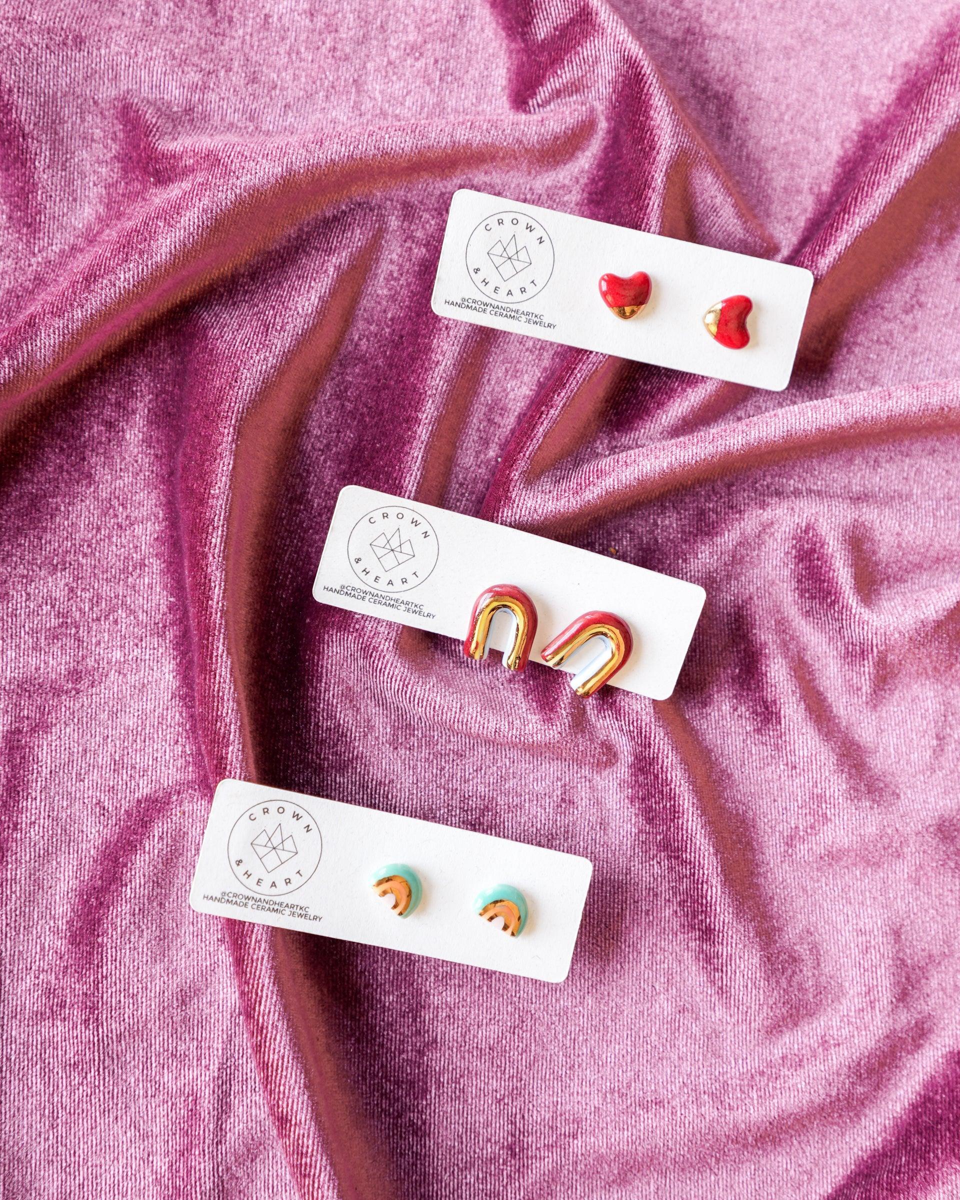 Crown & Heart | Stud Earring Collection